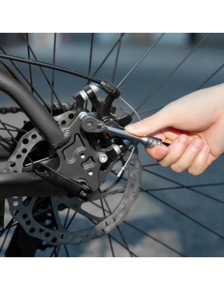 Zestaw narzędzi rowerowych rockbros multitool z kluczem grzechotkowym i łyżkami do opon - czarny