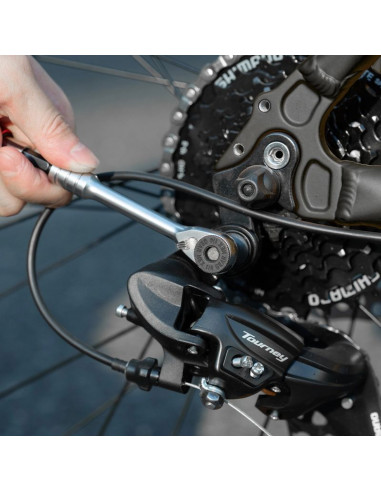 Zestaw narzędzi rowerowych rockbros multitool z kluczem grzechotkowym i łyżkami do opon - czarny