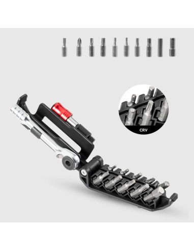 Zestaw narzędzi rowerowych rockbros multitool z kluczem grzechotkowym i łyżkami do opon - czarny