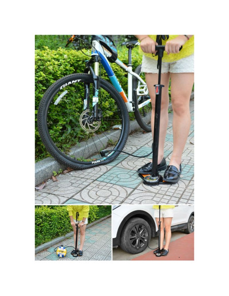 Pompka podłogowa rockbros gp6532b z manometrem - czarno-pomarańczowa