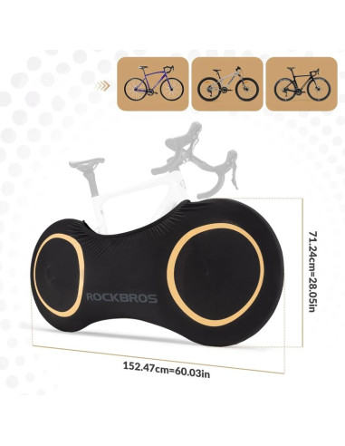 Pokrowiec elastyczny rockbros d95 kompatybilny z rowerami 26-29 cali gravel, górski, miejski, szosowy 700c (71×152 cm) - czarny