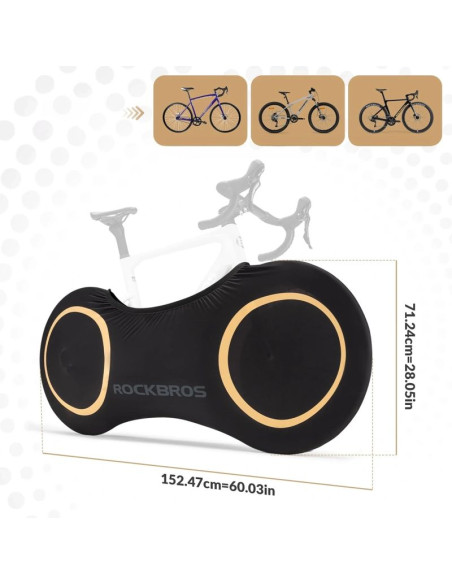 Pokrowiec elastyczny rockbros d95 kompatybilny z rowerami 26-29 cali gravel, górski, miejski, szosowy 700c (71×152 cm) - czarny