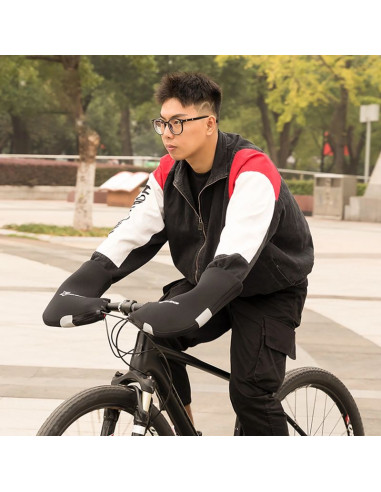 Rękawiczki ocieplane na kierownicę rockbros d16-b wiatroodporne wodoodporne kompatybilne z motocyklem - czarne