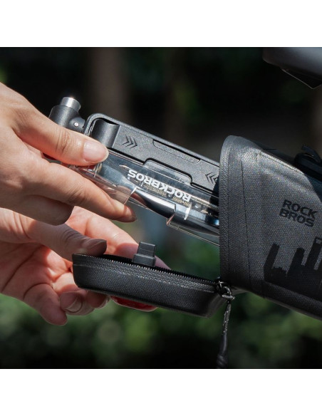 Zestaw narzędzi rowerowych rockbros multitool z pompką na naboje co2 i kluczem grzechotkowym - czarny
