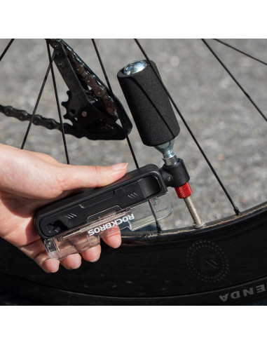 Zestaw narzędzi rowerowych rockbros multitool z pompką na naboje co2 i kluczem grzechotkowym - czarny