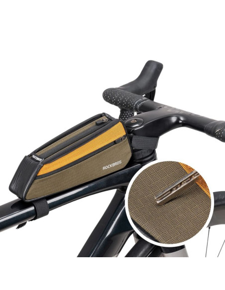 Torba rowerowa rockbros 088 na górną rórę ramy 0,25l - zielono-pomarańczowa