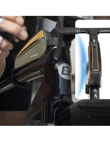 Torba rowerowa rockbros 088 na górną rórę ramy 0,25l - zielono-pomarańczowa