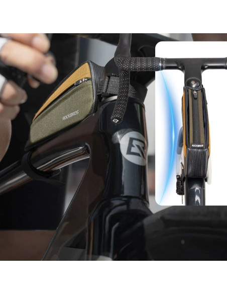 Torba rowerowa rockbros 088 na górną rórę ramy 0,25l - zielono-pomarańczowa