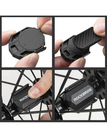 Czujnik prędkości lub kadencji 2w1 rockbros c3 ant+ / bluetooth - czarny