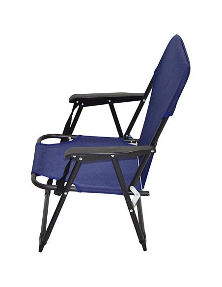 Fotel turystyczno plażowy z podłokietnikami 52x54x26/66cm składany niebieski