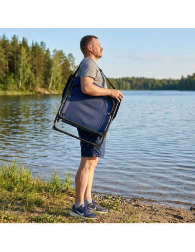 Fotel turystyczno plażowy z podłokietnikami 52x54x26/66cm składany niebieski