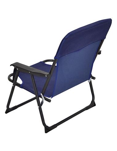 Fotel turystyczno plażowy z podłokietnikami 52x54x26/66cm składany niebieski