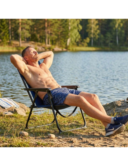 Fotel turystyczno plażowy z podłokietnikami 52x54x26/66cm składany niebieski