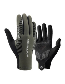 Rękawiczki rowerowe rockbros 16110006002 amortyzujące rozmiar m - zielono-czarne