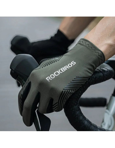 Rękawiczki rowerowe rockbros 16110006002 amortyzujące rozmiar m - zielono-czarne