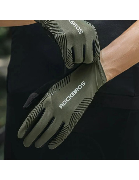 Rękawiczki rowerowe rockbros 16110006002 amortyzujące rozmiar m - zielono-czarne