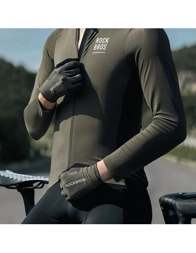 Rękawiczki rowerowe rockbros 16110006002 amortyzujące rozmiar m - zielono-czarne