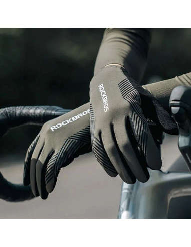 Rękawiczki rowerowe rockbros 16110006002 amortyzujące rozmiar m - zielono-czarne