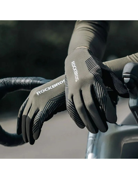 Rękawiczki rowerowe rockbros 16110006002 amortyzujące rozmiar m - zielono-czarne