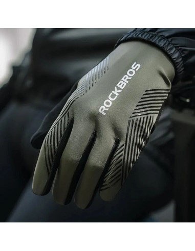 Rękawiczki rowerowe rockbros 16110006002 amortyzujące rozmiar m - zielono-czarne