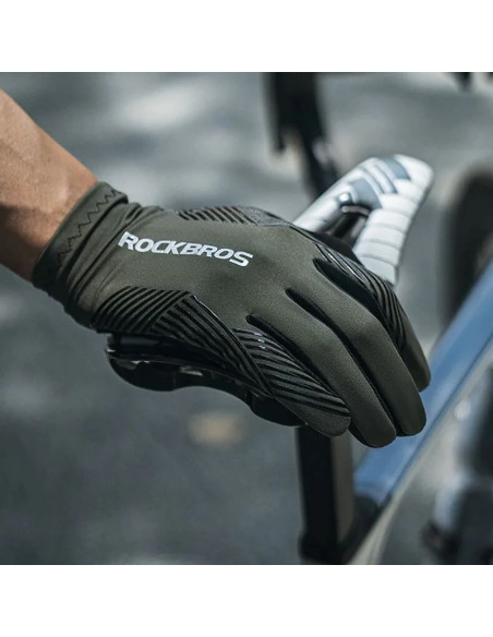 Rękawiczki rowerowe rockbros 16110006002 amortyzujące rozmiar m - zielono-czarne