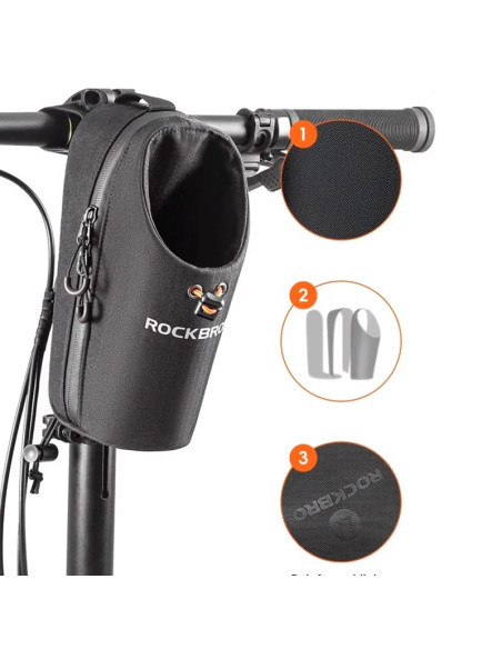 Torba rowerowa rockbros p002 na kierownicę kompatybilna z hulajnogami i miejskimi rowerami składanymi 1.5l - czarna