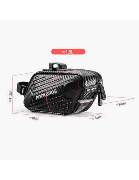 Torba rowerowa rockbros b59 podsiodłowa 1,5l - czarna