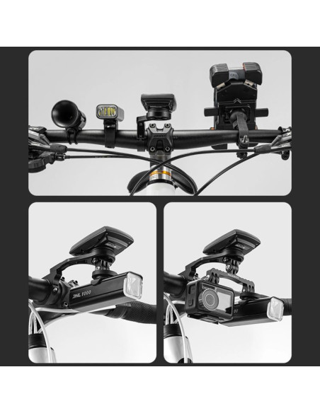 Uchwyt rowerowy 2w1 rockbros fk-301 na kierownicę do licznika/nawigacji i kamerki/oświetlenia - czarny