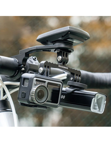 Uchwyt rowerowy 2w1 rockbros fk-301 na kierownicę do licznika/nawigacji i kamerki/oświetlenia - czarny
