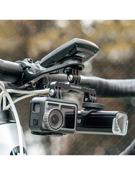 Uchwyt rowerowy 2w1 rockbros fk-301 na kierownicę do licznika/nawigacji i kamerki/oświetlenia - czarny