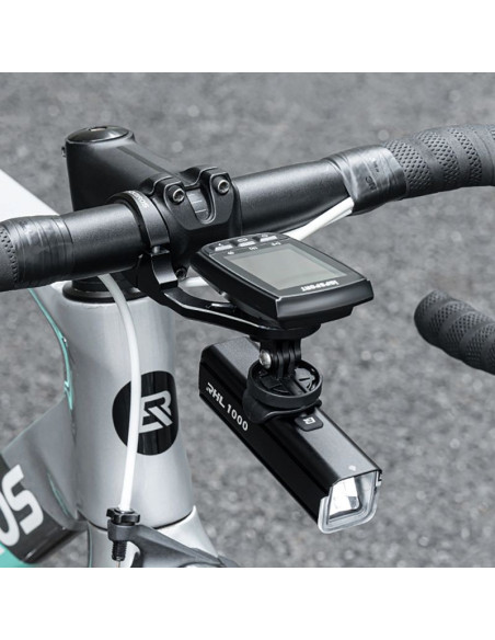 Uchwyt rowerowy 2w1 rockbros fk-301 na kierownicę do licznika/nawigacji i kamerki/oświetlenia - czarny