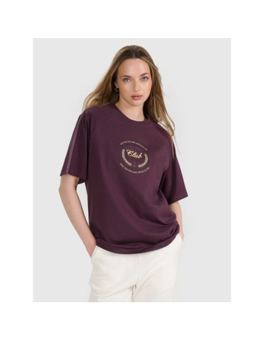 T-shirt oversize z nadrukiem damski  4f 4frss25ttshf2791-50s