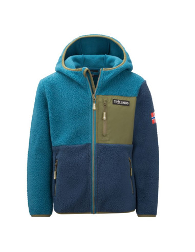 Kurtka polarowa dziecięca trollkids kids aurlandsfjord jacket z kapturem niebieska/granatowa (466-104)