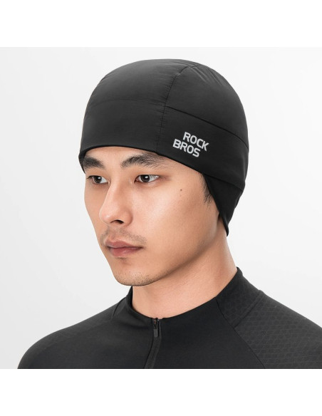 Czapka rowerowa rockbros m015 zimowa dwustronna rozmiar 54-61 cm - czarna