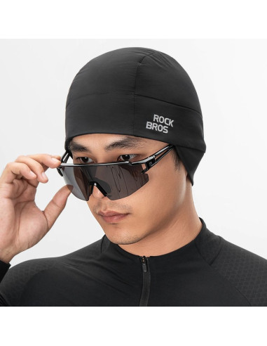 Czapka rowerowa rockbros m015 zimowa dwustronna rozmiar 54-61 cm - czarna