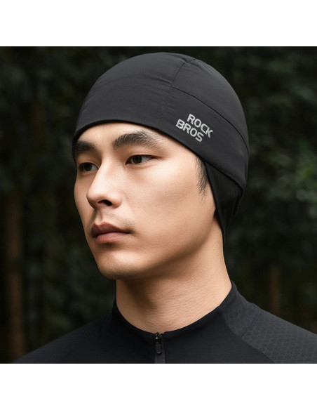 Czapka rowerowa rockbros m015 zimowa dwustronna rozmiar 54-61 cm - czarna