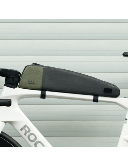 Torba rowerowa rockbros db005 na górną rórę ramy 0,9l - czarno-zielona