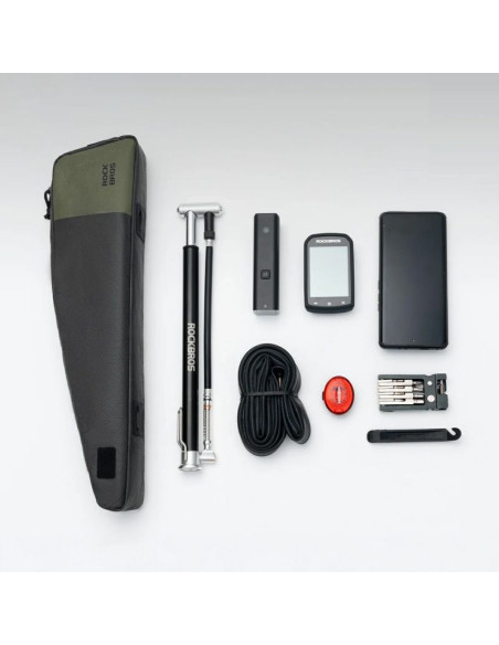 Torba rowerowa rockbros db005 na górną rórę ramy 0,9l - czarno-zielona