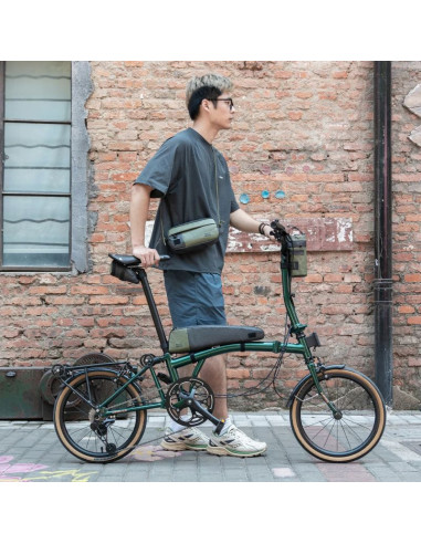 Torba rowerowa rockbros db005 na górną rórę ramy 0,9l - czarno-zielona