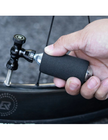 Pompka co₂ rockbros głowica zawór ze stopu aluminium bez naboju kompatybilna z presta/schrader - czarna