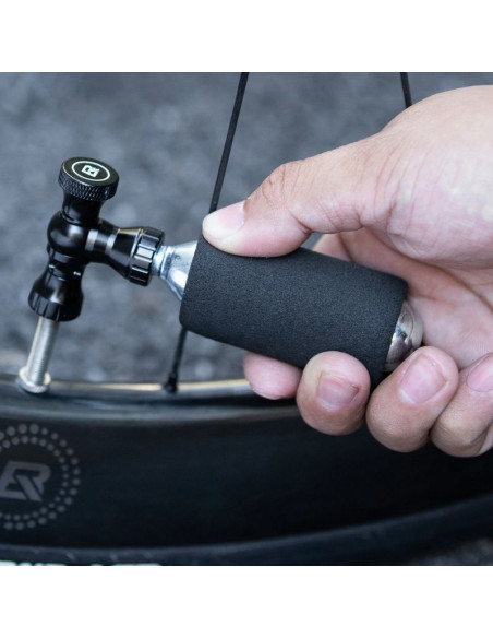 Pompka co₂ rockbros głowica zawór ze stopu aluminium bez naboju kompatybilna z presta/schrader - czarna