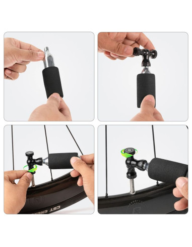 Pompka co₂ rockbros głowica zawór ze stopu aluminium bez naboju kompatybilna z presta/schrader - czarna