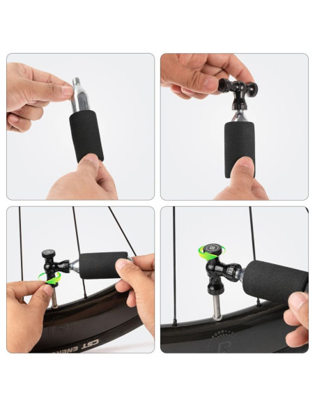 Pompka co₂ rockbros głowica zawór ze stopu aluminium bez naboju kompatybilna z presta/schrader - czarna