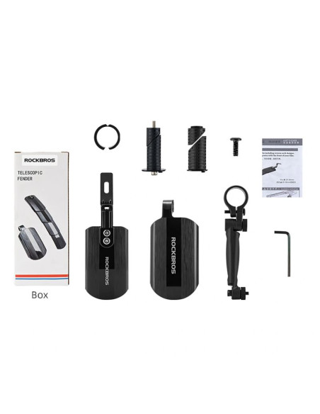 Zestaw błotników rowerowych rockbros fk-810 składane teleskopowe - czarny