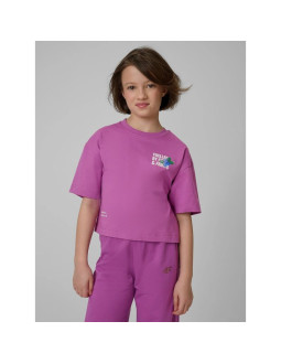 T-shirt loose z nadrukiem dziewczęc 4f 4fjrss26ttshf3827-51s