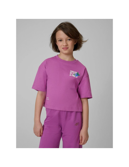 T-shirt loose z nadrukiem dziewczęc 4f 4fjrss26ttshf3827-51s