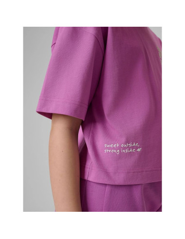 T-shirt loose z nadrukiem dziewczęc 4f 4fjrss26ttshf3827-51s