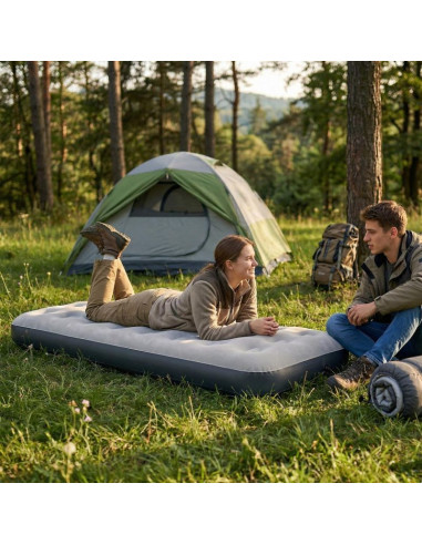 Materac flokowany 1-osobowy szary 191x73x22cm 24637