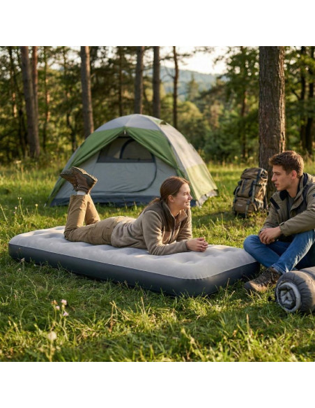 Materac flokowany 1-osobowy szary 191x73x22cm 24637