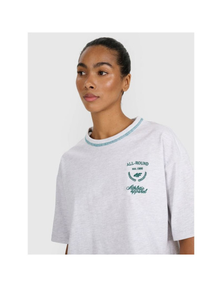 T-shirt oversize z nadrukiem damski 4f 4frss25ttshf2979-26m